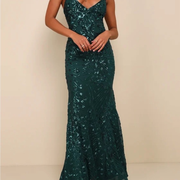 Forest Green Lace Up Maxi Dress - Picture 2 of 3